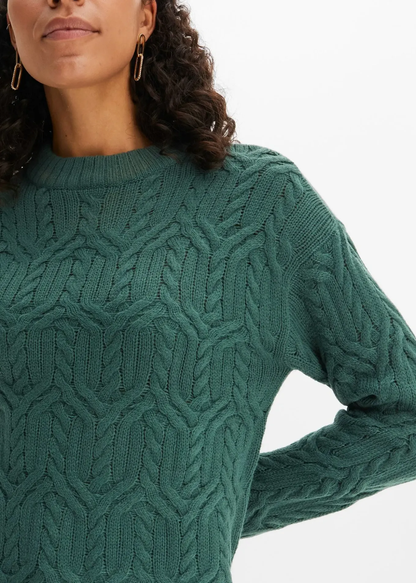 Pull à col rond avec motif torsadé