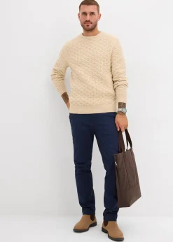 Pull à col rond et motif texturé