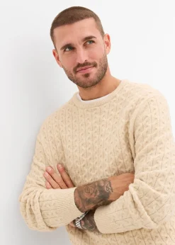 Pull à col rond et motif texturé