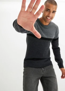 Pull à col rond facile d’entretien, style color-block