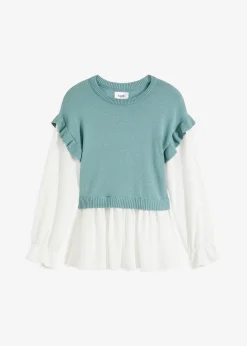 Pull à empiècement chemisier