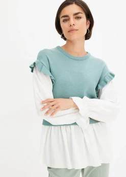 Pull à empiècement chemisier