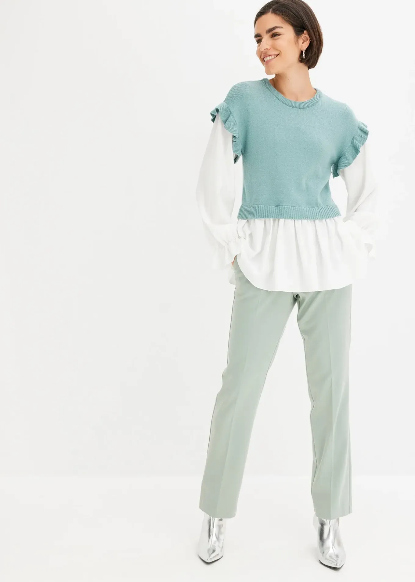 Pull à empiècement chemisier