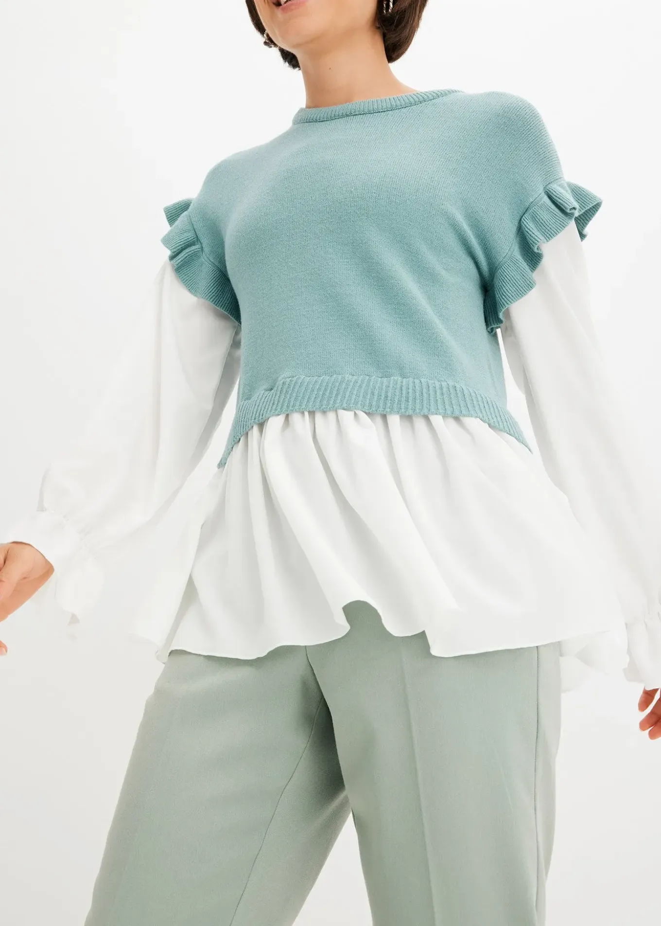 Pull à empiècement chemisier