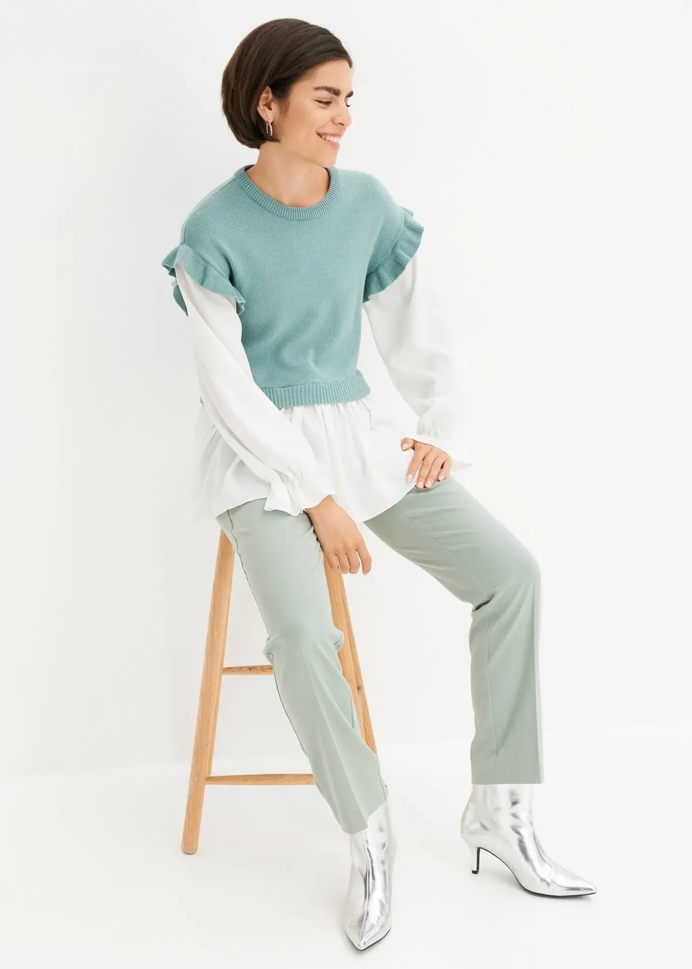 Pull à empiècement chemisier