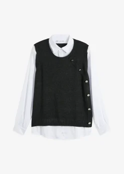 Pull à empiècement chemisier