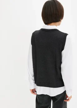 Pull à empiècement chemisier