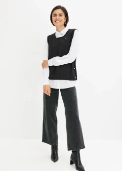 Pull à empiècement chemisier