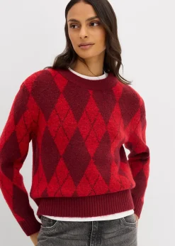 Pull à losanges en fine maille