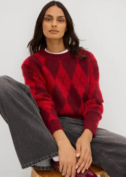 Pull à losanges en fine maille