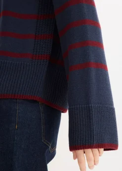 Pull à rayures contrastantes