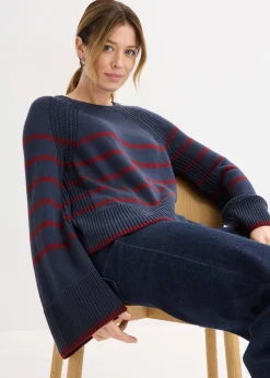 Pull à rayures contrastantes