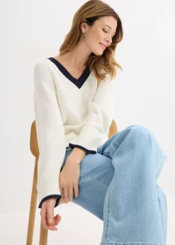 Pull à rayures contrastantes