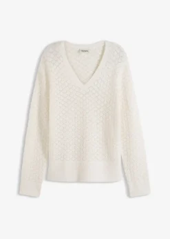 Pull ajouré avec fil peluche