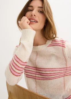 Pull ajouré avec laine et alpaga