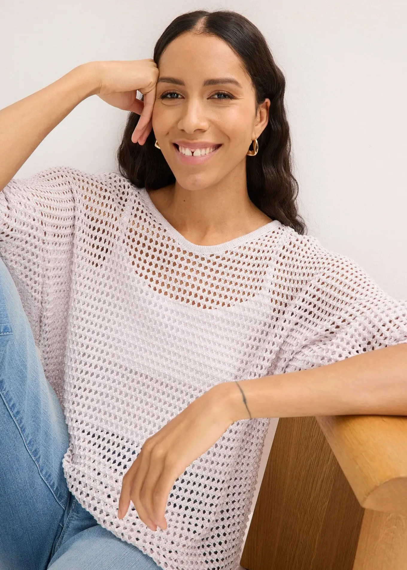 Pull ajouré brillant