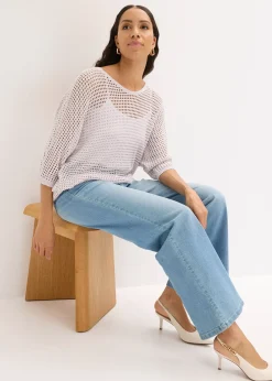 Pull ajouré brillant