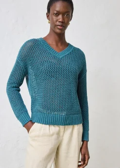 Pull ajouré en lin mélangé