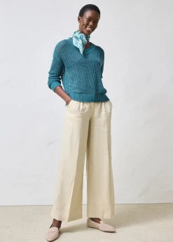 Pull ajouré en lin mélangé