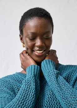 Pull ajouré en lin mélangé