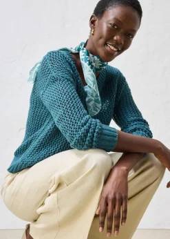 Pull ajouré en lin mélangé