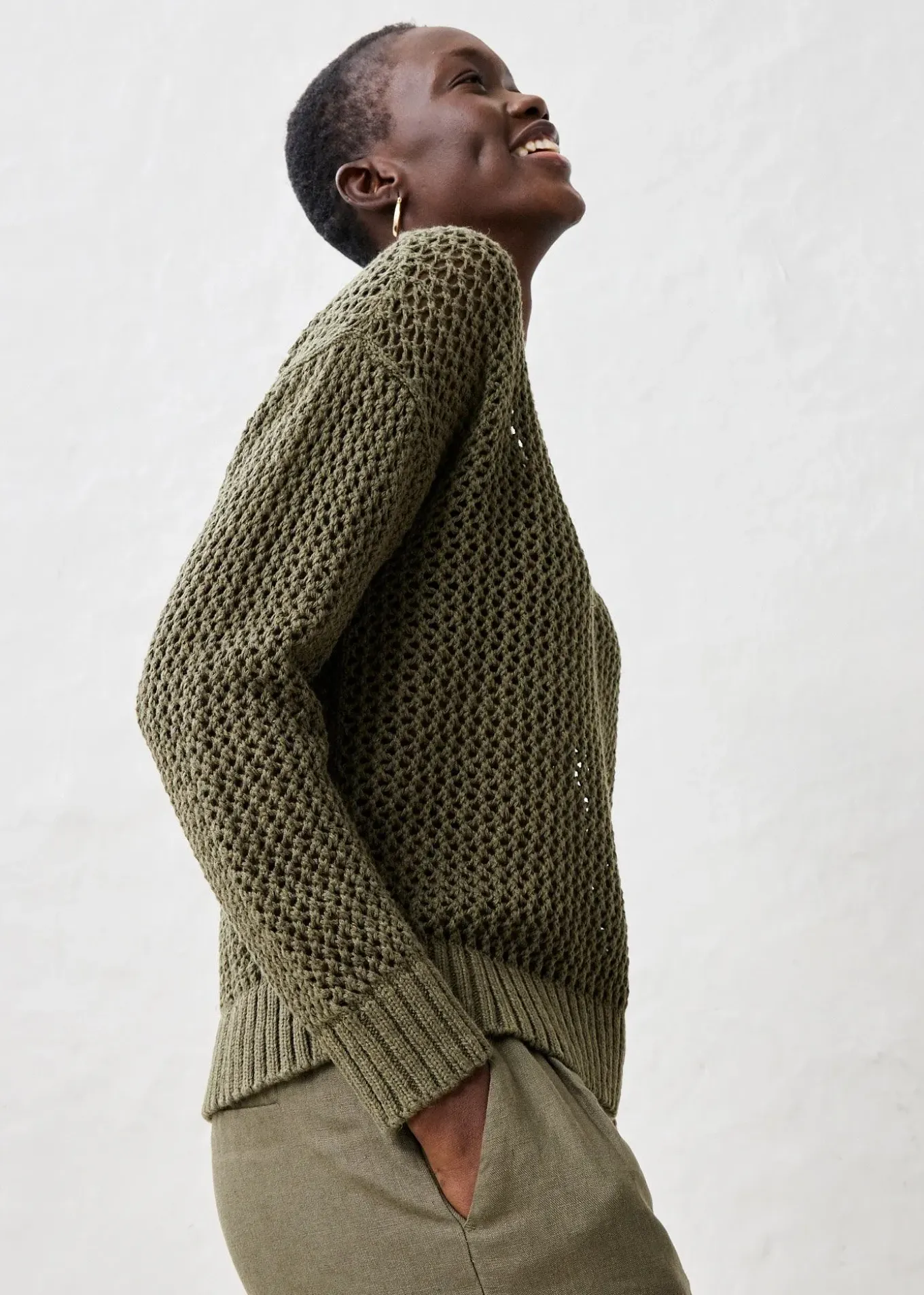 Pull ajouré en lin mélangé