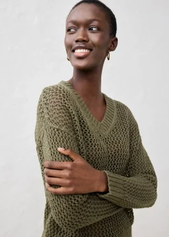 Pull ajouré en lin mélangé