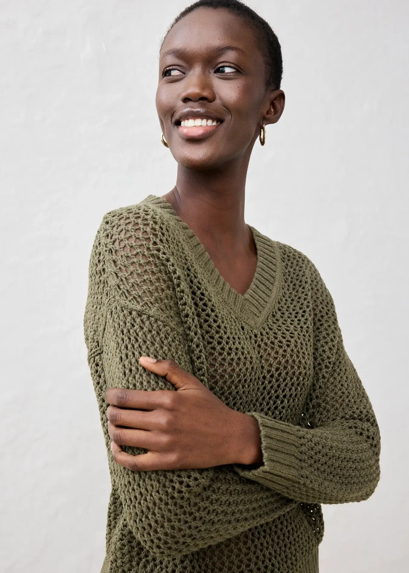 Pull ajouré en lin mélangé