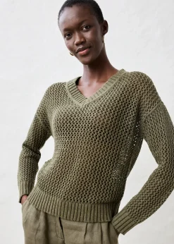Pull ajouré en lin mélangé