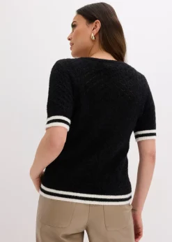 Pull ajouré en maille poilue