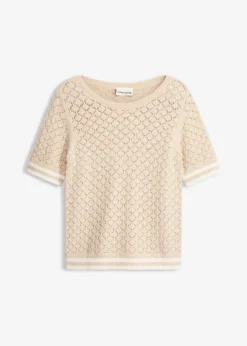 Pull ajouré en maille poilue