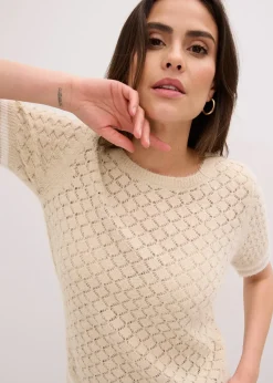 Pull ajouré en maille poilue