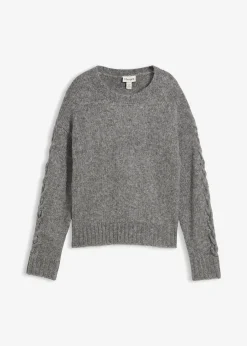 Pull boxy avec motif tressé sur les manches