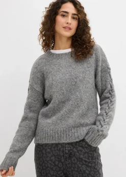 Pull boxy avec motif tressé sur les manches