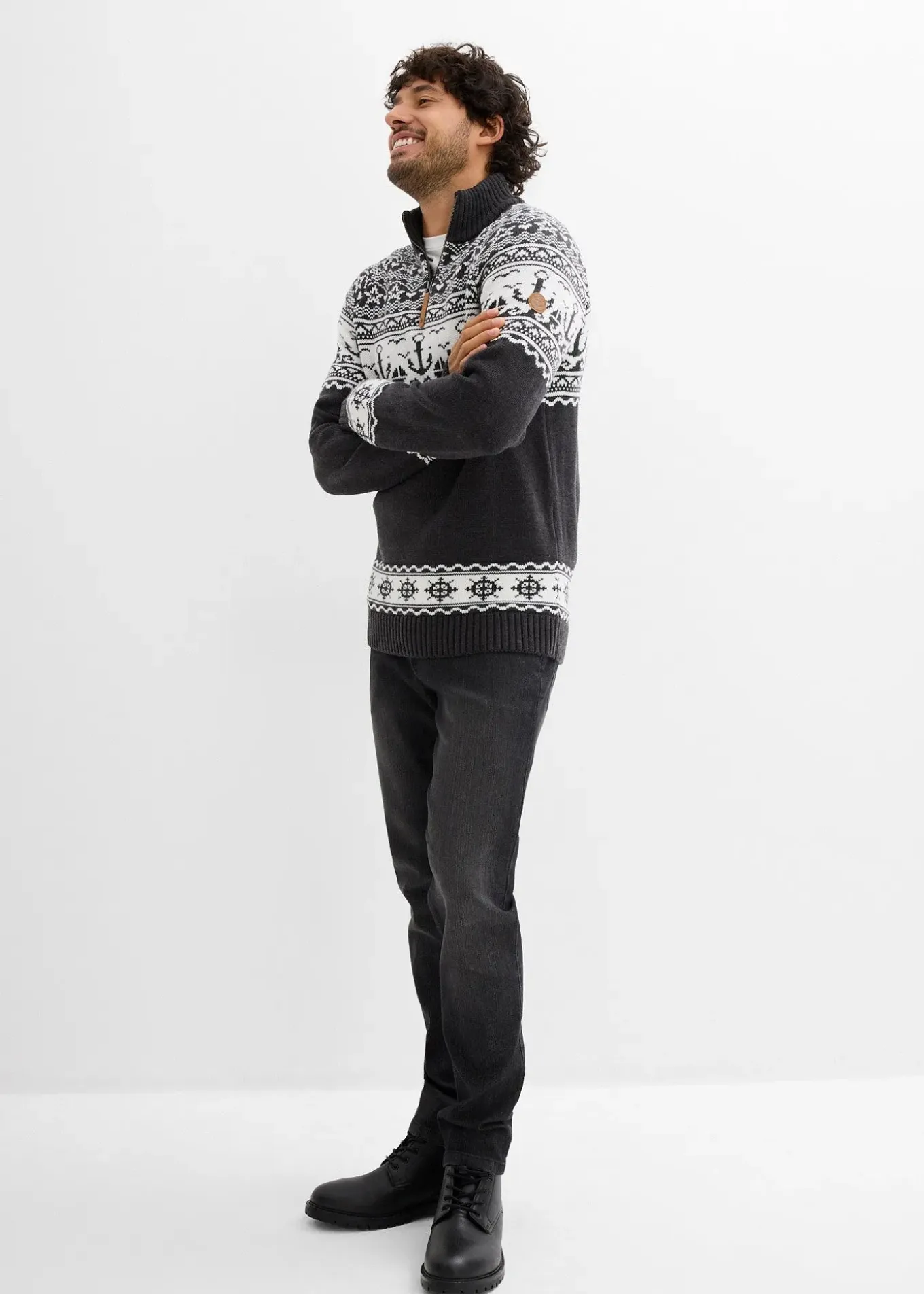 Pull camionneur à motif norvégien marin