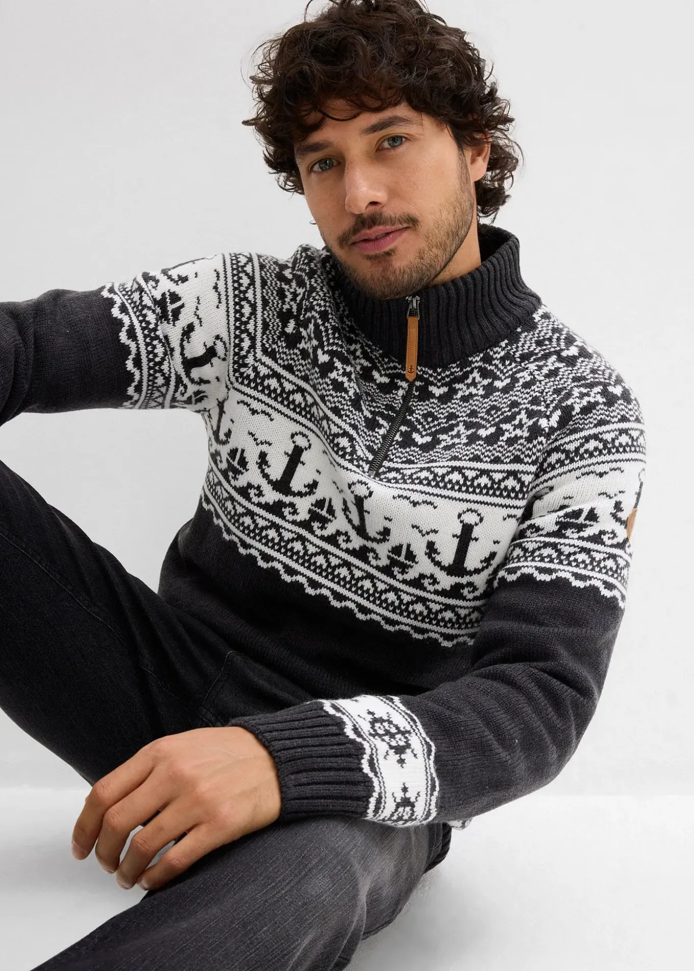 Pull camionneur à motif norvégien marin