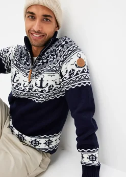 Pull camionneur à motif norvégien marin