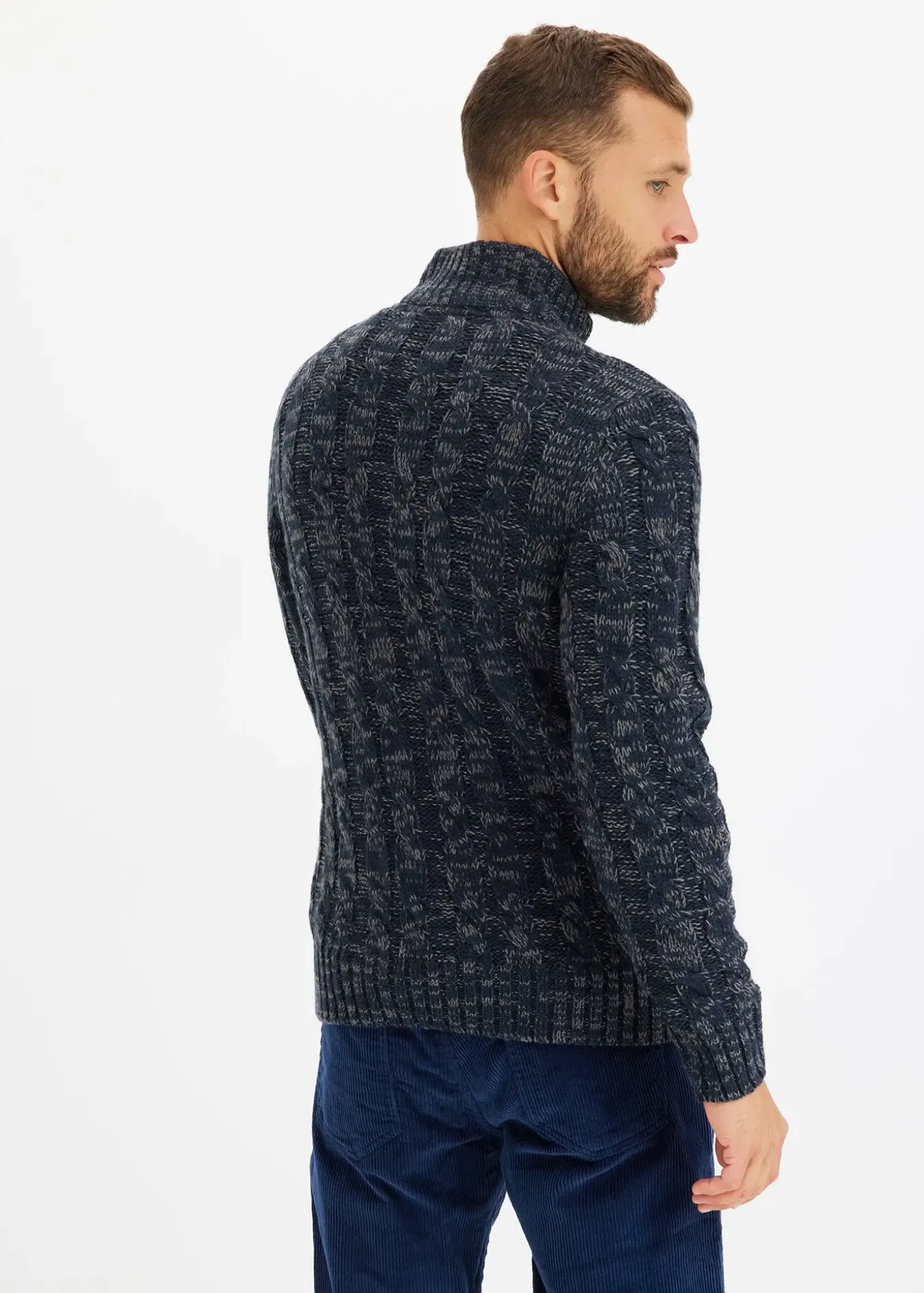 Pull camionneur chiné à torsades