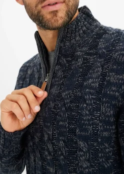 Pull camionneur chiné à torsades