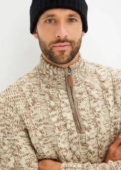 Pull camionneur chiné à torsades