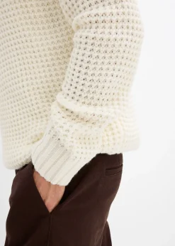 Pull camionneur en grosse maille avec empiècements en tissu