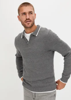 Pull col polo en coton recyclé majoritaire