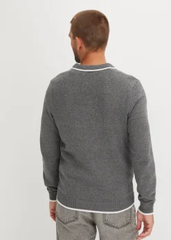 Pull col polo en coton recyclé majoritaire