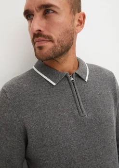 Pull col polo en coton recyclé majoritaire