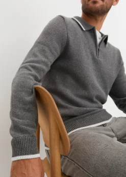 Pull col polo en coton recyclé majoritaire