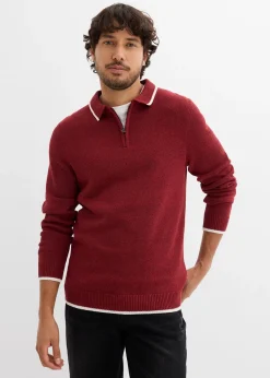 Pull col polo en coton recyclé majoritaire