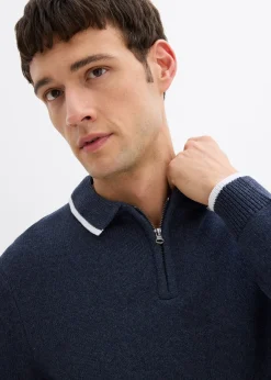 Pull col polo en coton recyclé majoritaire