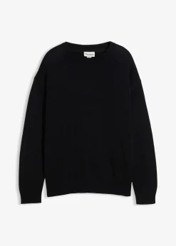 Pull col rond doux en coton mélangé, loose