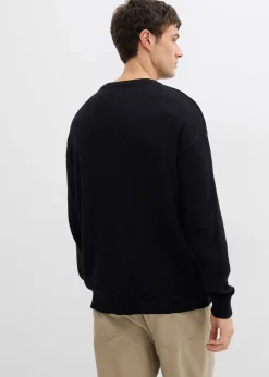 Pull col rond doux en coton mélangé, loose