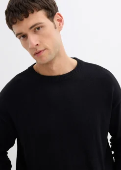 Pull col rond doux en coton mélangé, loose